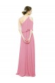 Soft Chiffon Long One Shoulder Skin Pink A-Line Bridal Party Dress Sudbury