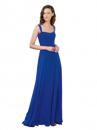 Soft Chiffon Long Square Neck Royal Blue A-Line Bridesmaid Dress Sudbury