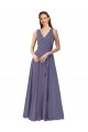 Soft Chiffon Long V-Neck Silver Stone A-Line Bridesmaid Dress Sudbury