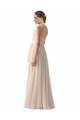 Soft Chiffon Long Bateau Neck A-Line Bridesmaid Dress Sudbury