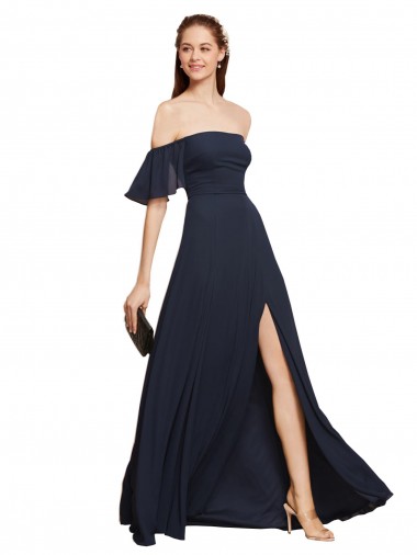 Soft Chiffon Long Off the Shoulder A-Line Prom Dress / Bridesmaid Dress Sudbury