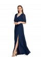 Soft Chiffon Long V-Neck Dark Navy A-Line Bridesmaid Dress / Formal Dress Sudbury