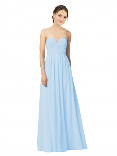 Soft Chiffon Sleeveless Sweetheart Light Sky Blue A-Line Formal Dress / Bridesmaid Dress Sudbury