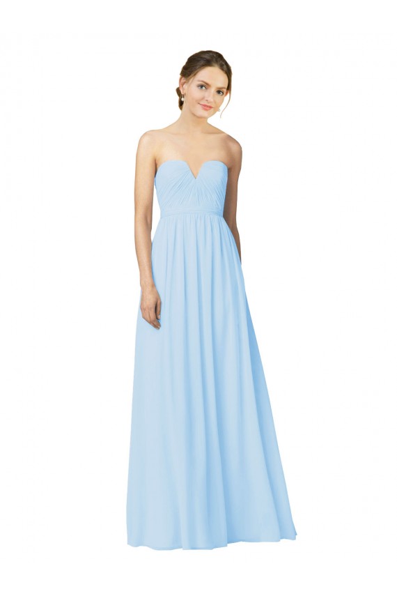 Soft Chiffon Sleeveless Sweetheart Light Sky Blue A-Line Formal Dress / Bridesmaid Dress Sudbury