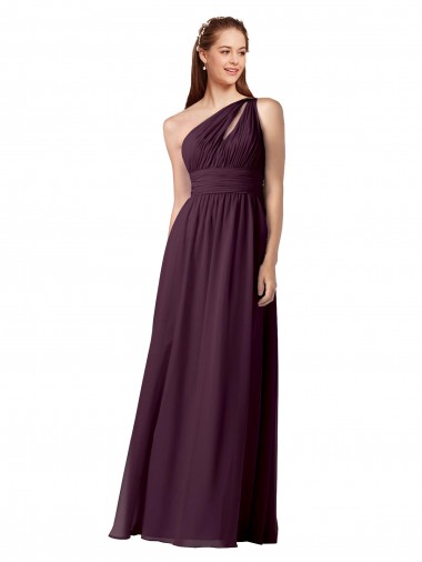 Chiffon Long Floor Length One Shoulder A-Line Bridesmaid Dress Sudbury