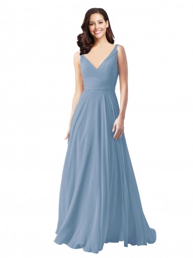 Chiffon Long V-Neck A-Line Wedding Party Dress Sudbury