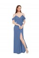 Soft Chiffon Long Off the Shoulder Windsor Blue A-Line Bridesmaid Dress Sudbury