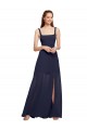 Chiffon Long Spaghetti Straps Dark Navy A-Line Bridesmaid Dress / Evening Dress Sudbury