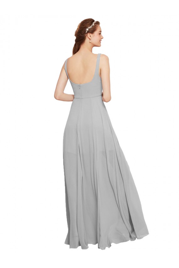 Chiffon Long Spaghetti Straps Dark Navy A-Line Bridesmaid Dress / Evening Dress Sudbury