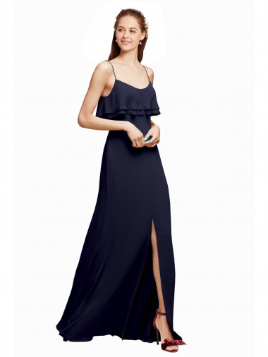Chiffon V-Back Long Floor Length Spaghetti Straps A-Line Bridesmaid Dress Sudbury