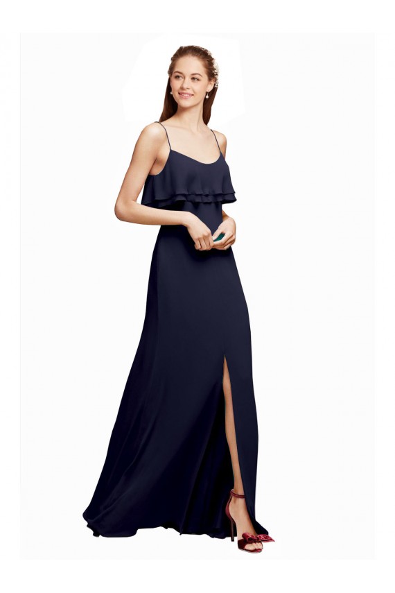 Chiffon V-Back Long Floor Length Spaghetti Straps A-Line Bridesmaid Dress Sudbury