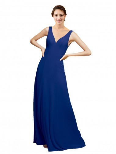 Chiffon Low Back Long Floor Length V-Neck A-Line Bridesmaid Dress Sudbury