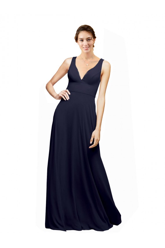 Chiffon Open Back Long V-Neck A-Line Wedding Guest Dress Sudbury