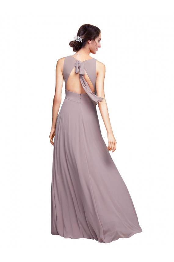 Chiffon Open Back Long V-Neck A-Line Wedding Guest Dress Sudbury