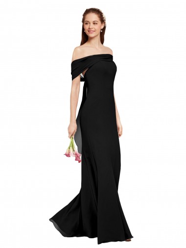 Soft Chiffon Long Off the Shoulder Black Mermaid Prom Dress / Bridesmaid Dress Sudbury