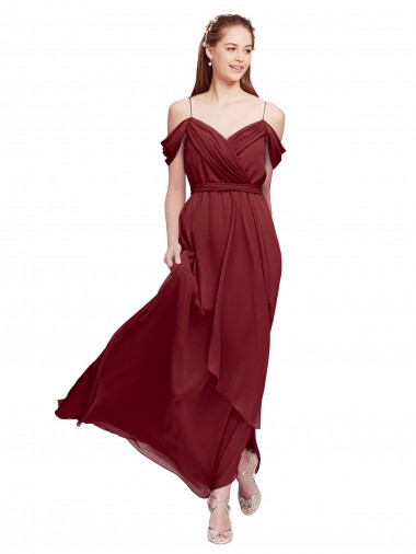 Soft Chiffon Long Off the Shoulder Sheath Formal Dress / Bridesmaid Dress Sudbury