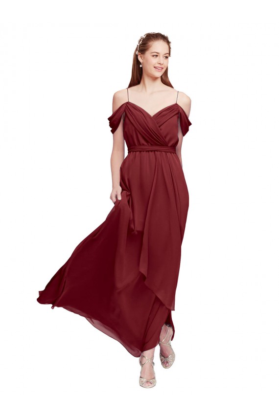 Soft Chiffon Long Off the Shoulder Sheath Formal Dress / Bridesmaid Dress Sudbury