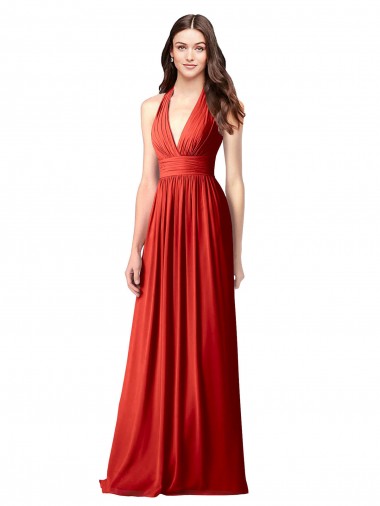 Soft Chiffon Open Back Long Halter Neck A-Line Bridesmaid Dress / Formal Dress Sudbury