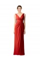Soft Chiffon V-Back Long V-Neck Red Sheath Bridesmaid Dress Sudbury