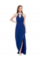 Soft Chiffon Long High Neck Royal Blue A-Line Bridesmaid Dress Sudbury