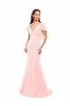 Soft Chiffon Low Back Long V-Neck Pink Mermaid Bridesmaid Dress Sudbury
