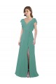 Soft Chiffon V-Back Long V-Neck Icelandic Silver A-Line Formal Dress / Bridesmaid Dress Sudbury