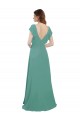Soft Chiffon V-Back Long V-Neck Icelandic Silver A-Line Formal Dress / Bridesmaid Dress Sudbury