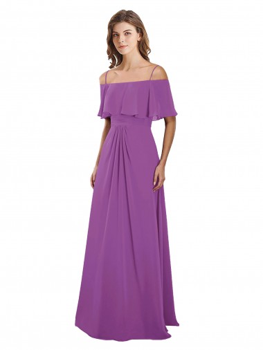 Soft Chiffon Long Off the Shoulder Dahlia A-Line Bridesmaid Dress Sudbury