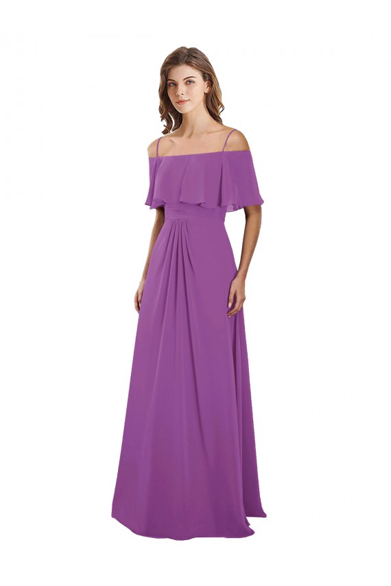 Soft Chiffon Long Off the Shoulder Dahlia A-Line Bridesmaid Dress Sudbury
