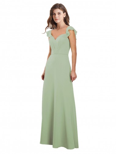 Soft Chiffon Low Back Long Sweetheart Smoke Green A-Line Bridesmaid Dress / Formal Dress Sudbury