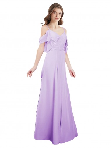 Soft Chiffon Long Off the Shoulder Lilac A-Line Formal Dress / Bridesmaid Dress Sudbury