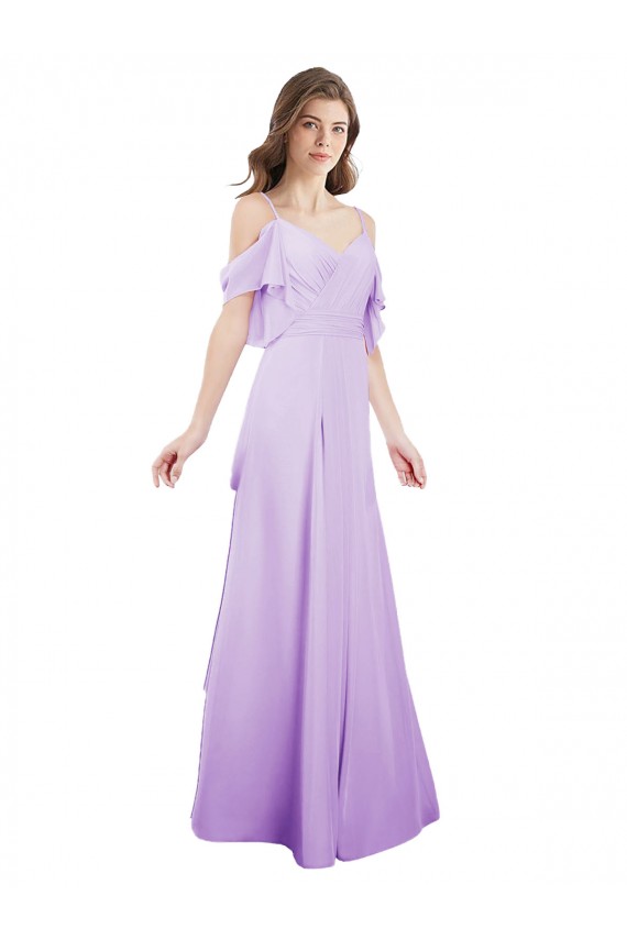 Soft Chiffon Long Off the Shoulder Lilac A-Line Formal Dress / Bridesmaid Dress Sudbury