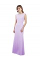 Soft Chiffon Open Back Long Round Neck Column Bridesmaid Dress Sudbury