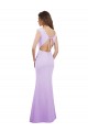 Soft Chiffon Open Back Long Round Neck Column Bridesmaid Dress Sudbury