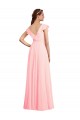 Chiffon V-Back Long V-Neck Pink A-Line Bridesmaid Dress / Evening Gowns Sudbury
