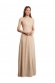 Soft Chiffon Low Back Long Halter Neck Champagne A-Line Bridesmaid Dress Sudbury