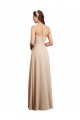 Soft Chiffon Low Back Long Halter Neck Champagne A-Line Bridesmaid Dress Sudbury