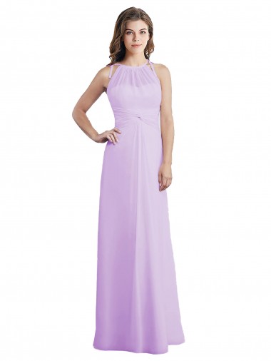 Soft Chiffon Keyhole Back Long Halter Neck A-Line Bridesmaid Dress / Formal Dress Sudbury