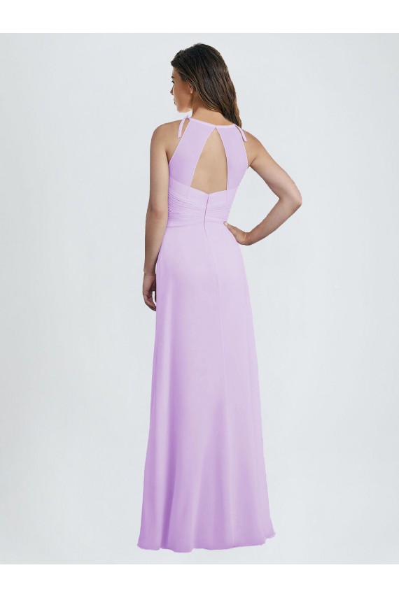 Soft Chiffon Keyhole Back Long Halter Neck A-Line Bridesmaid Dress / Formal Dress Sudbury