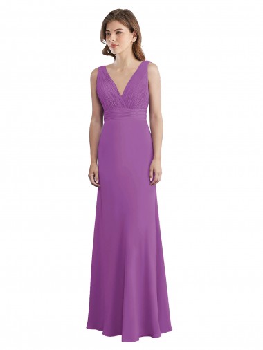 Soft Chiffon Low Back Long V-Neck Dahlia A-Line Bridesmaid Dress Sudbury