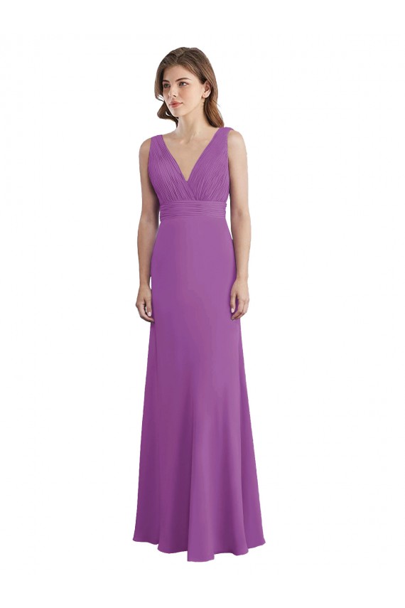 Soft Chiffon Low Back Long V-Neck Dahlia A-Line Bridesmaid Dress Sudbury