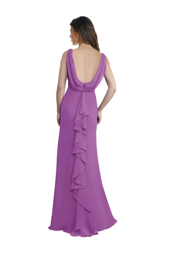 Soft Chiffon Low Back Long V-Neck Dahlia A-Line Bridesmaid Dress Sudbury