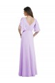 Soft Chiffon V-Back Long V-Neck Lilac A-Line Bridesmaid Dress Sudbury
