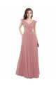 Soft Chiffon V-Back Long V-Neck Dusty Pink A-Line Bridesmaid Dress Sudbury