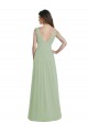 Soft Chiffon V-Back Long V-Neck Smoke Green A-Line Formal Dress / Bridesmaid Dress Sudbury