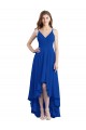 Soft Chiffon Open Back Long Spaghetti Straps Royal Blue A-Line High Low Bridesmaid Dress Sudbury
