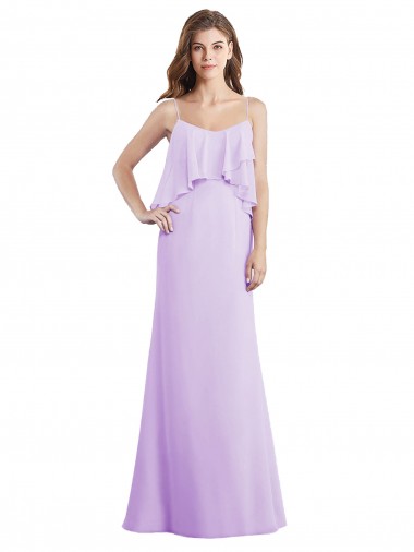 Chiffon Low Back Long Spaghetti Straps A-Line Bridesmaid Dress / Evening Dress Sudbury