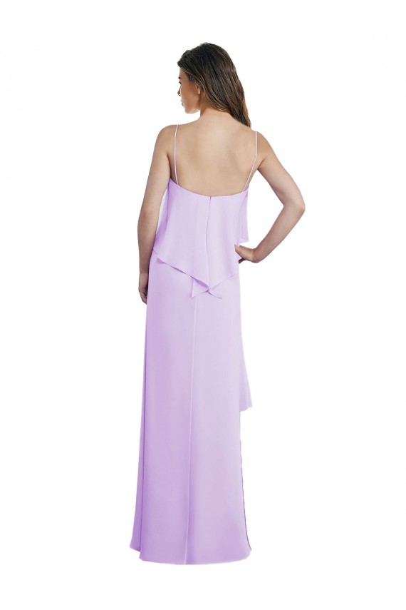 Chiffon Low Back Long Spaghetti Straps A-Line Bridesmaid Dress / Evening Dress Sudbury