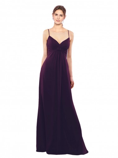 Soft Chiffon Criss Cross Open Back Long Spaghetti Straps A-Line Formal Dress / Bridesmaid Dress Sudbury