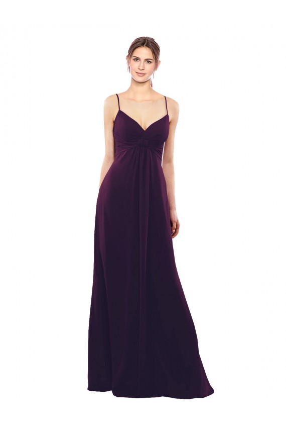 Soft Chiffon Criss Cross Open Back Long Spaghetti Straps A-Line Formal Dress / Bridesmaid Dress Sudbury